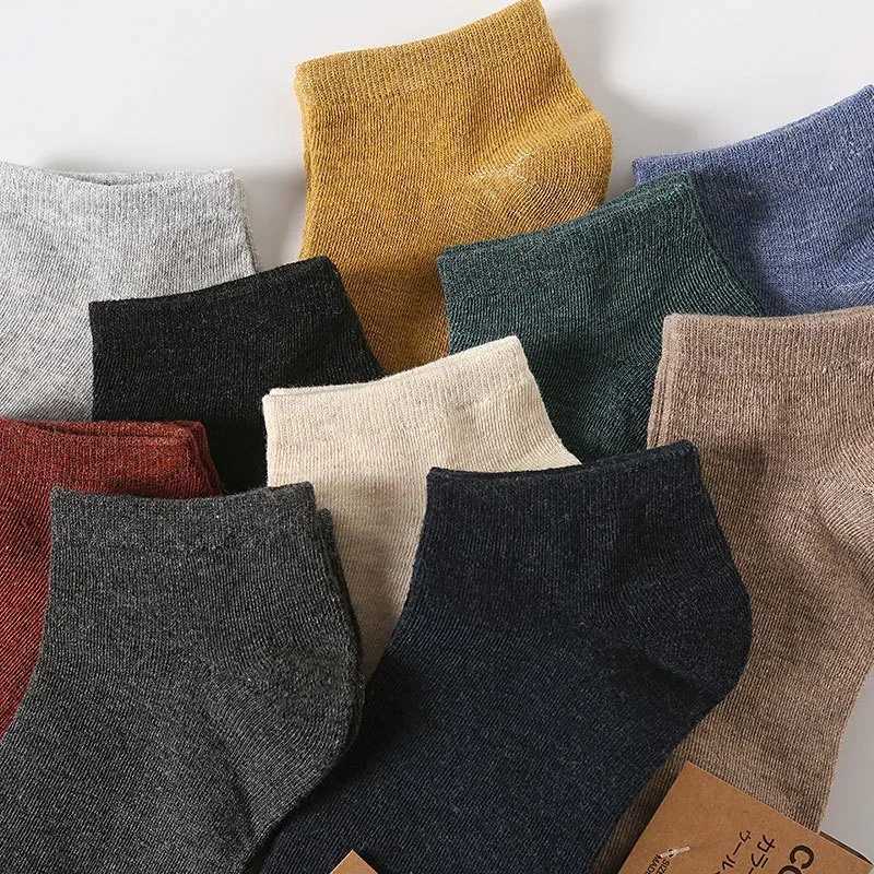10 pairs/bulk mens cotton socks hot selling low tube solid color breathable comfortable simple fashion gift mens ankle socks W240905