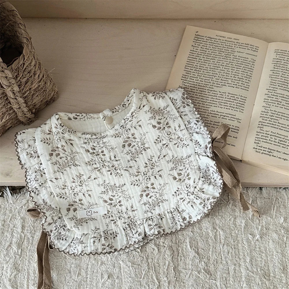 cute floral lace princess baby feeding bib born cotton linen Drool bib Bandana baby girl Burp clothes Saliva towel 24906