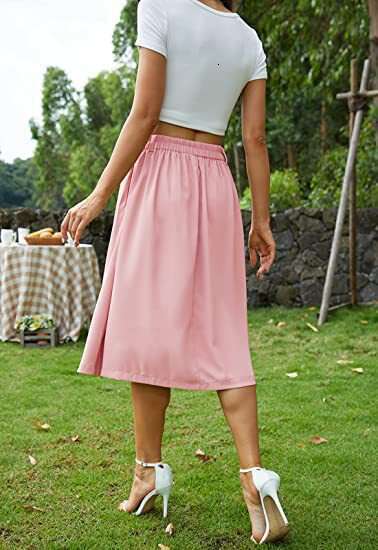 2024 Spring/Summer New Women's Button Half Casual Plastic Waist Princess Skirt
