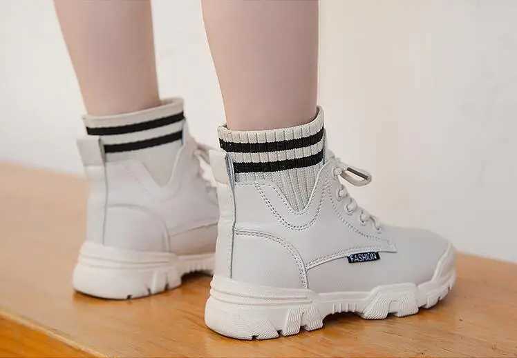 Children Casual Shoes Autumn Winter Snow Boots Boys Shoes Fashion Leather Soft Antislip Girls Boots 27-38 Sport Running Shoes M240906