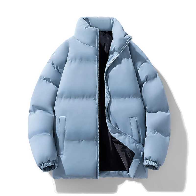 New 2024 Autumn Winter Mens Solid Color Thick Parkas Casual Stand Collar Warm Cotton-Padded Jacket Windproof Down Coats Clothes M240906