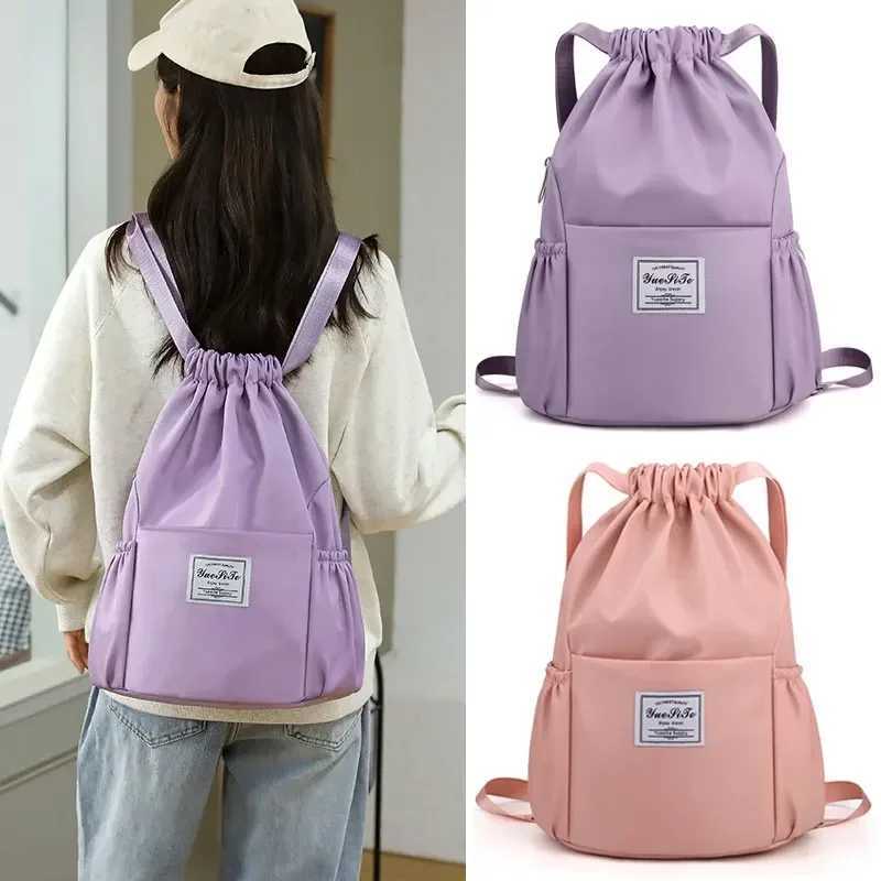 Outdoor backpack lightweight Oxford cloth shoulder bag yoga bag mens waterproof sports drawstring bag W240906