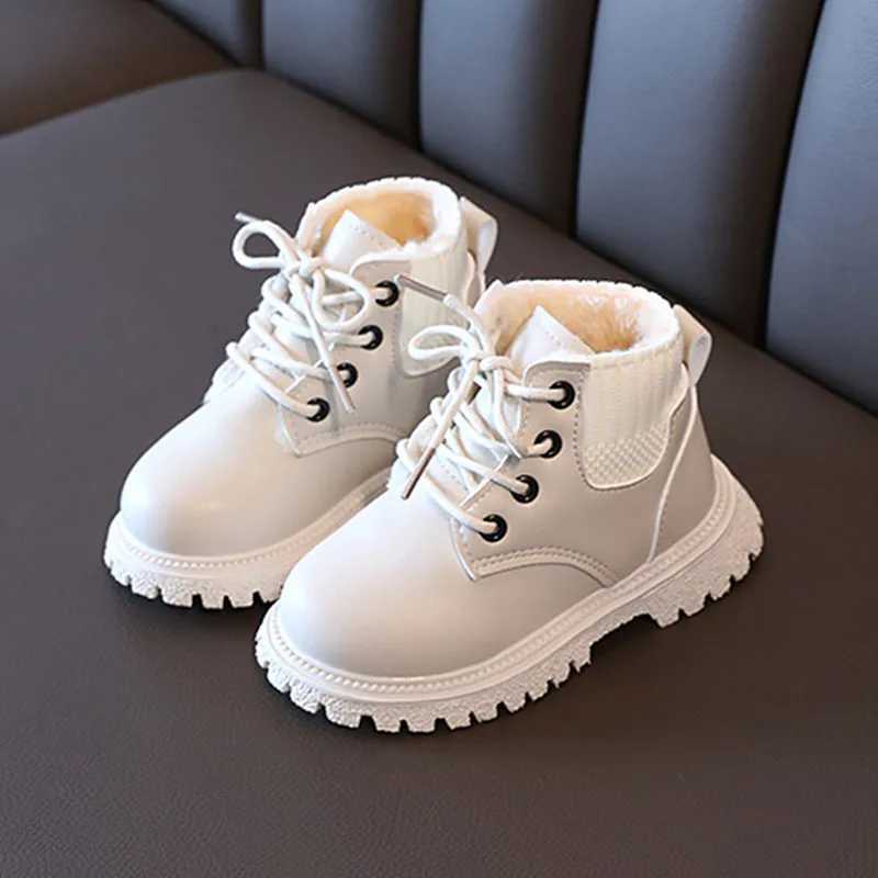 New Winter Children Snow Boots Leather Warm Flush Toddler Girls Shoes Soft Sole Non-slip Fashion Toddler Boys Boots EU21-30 M240906