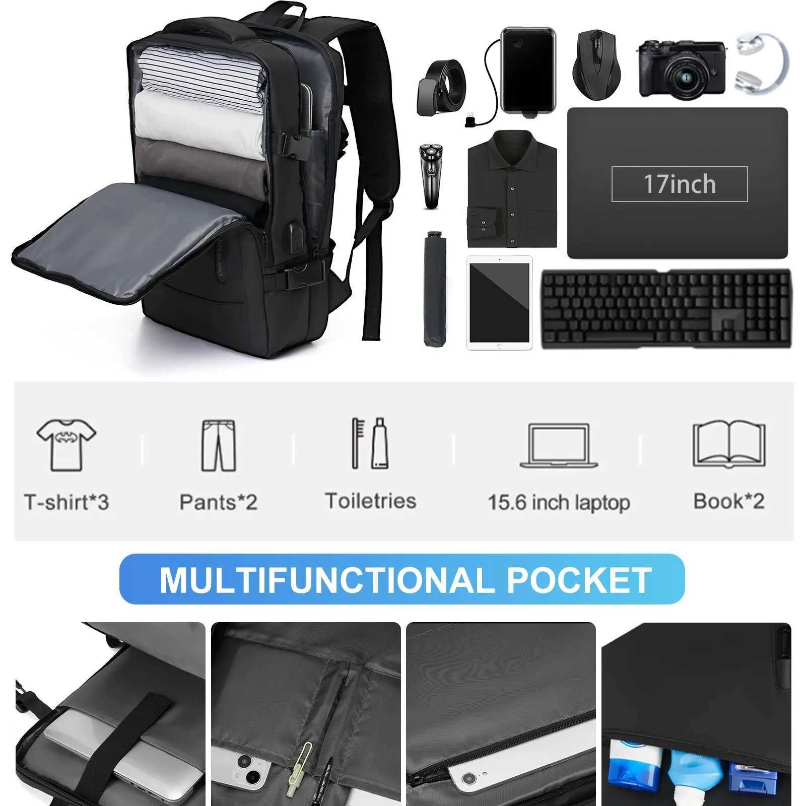 Men Travel Backpack Airplane Cabin Easyjet 45x36x20 Large Capacity Multifunctional Suitcase Usb Charging Laptop Bagpack 240906
