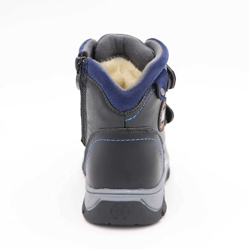 Children Boots Autumn And Winter Leather Boys Shoe Fashion In The Calf Snow Boots Wool Plush Warm Waterproof Kids Martin Boots M240906
