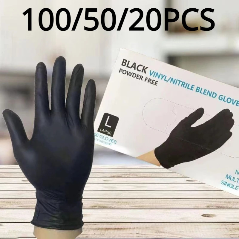 2050100PCS Black Nitrile Gloves Thickened Durable Household Cleaning Dishwashing Glove For Garden Hair Dyeing Tattoos 240904