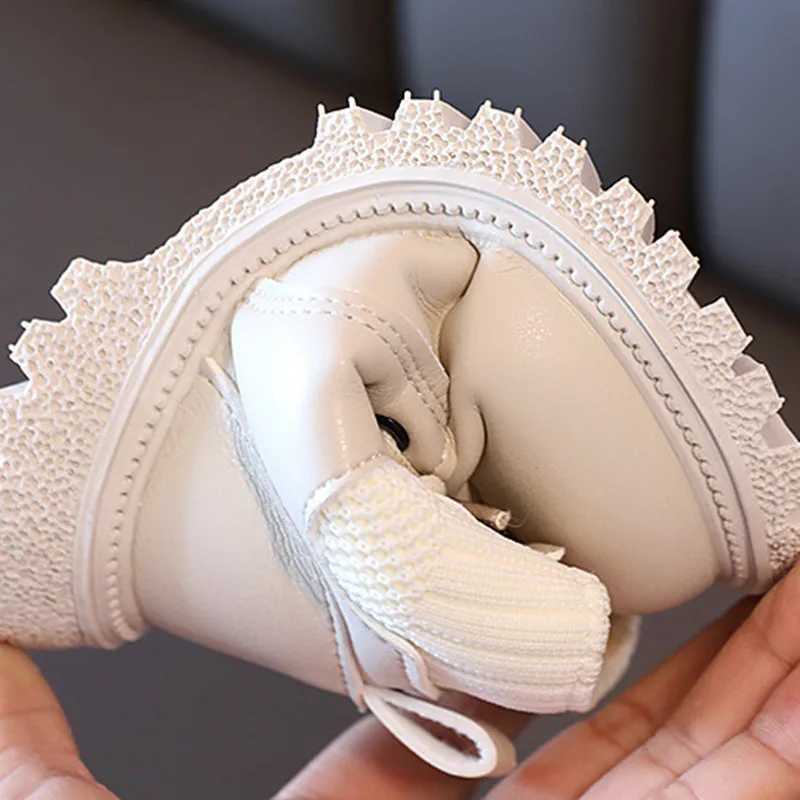 New Winter Children Snow Boots Leather Warm Flush Toddler Girls Shoes Soft Sole Non-slip Fashion Toddler Boys Boots EU21-30 M240906