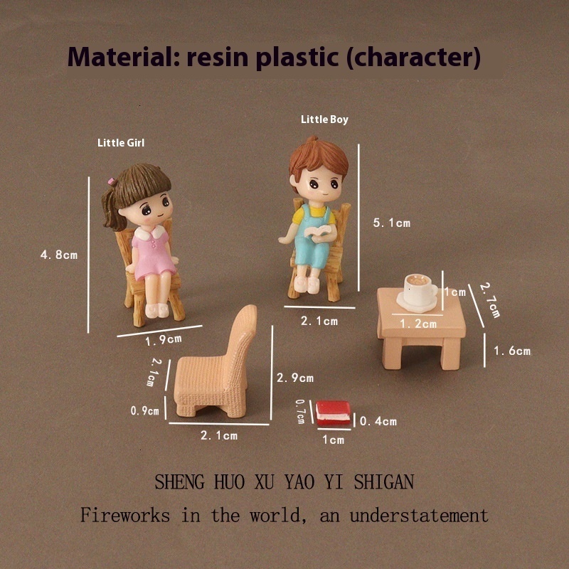 Micro landscape scene leisurely afternoon tea OB11 mini reading boy and girl coffee cup office desktop decoration
