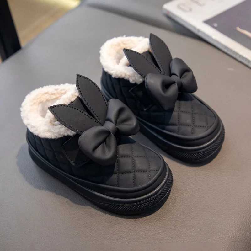 Winter Children Snow Boots Thick Sole Anti Slip Cotton Shoes Princess Fashion Bowknot Girls Boots Kids Warm Thicken Ankle Boots M240906