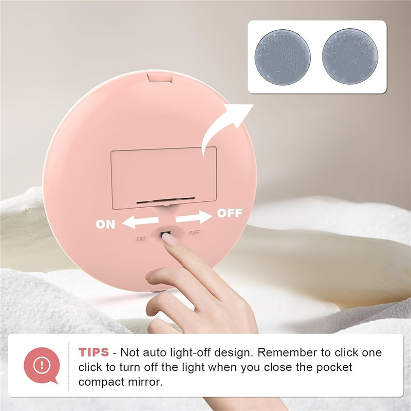 Compact Mirror With Light, 1x/10x Magnification Travel Makeup Mirror, Handheld 2-sided Mirror, Compact Mirror For Purses Espejo Compacto Con Luz