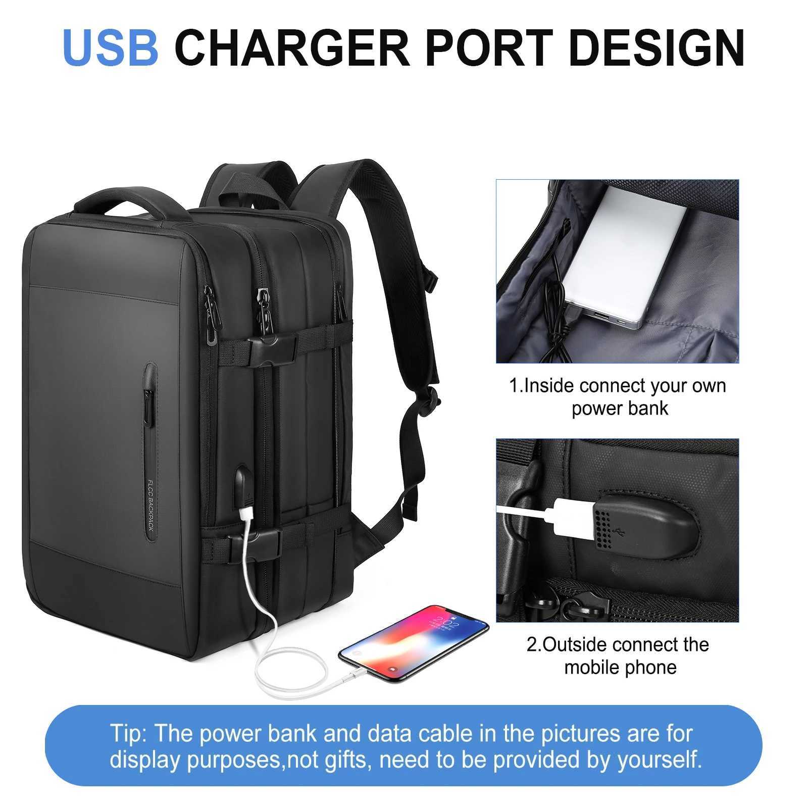 Business Travel Backpack for Men Expandable Water Resistant with Usb Black Laptop 15 6 Inch College Work 240906
