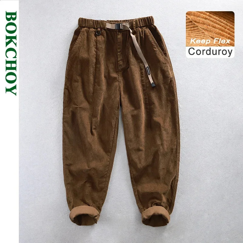 Autumn 100% cotton Corduroy pants mens clothing casual goods zipper jogging Trouser AC02 240905