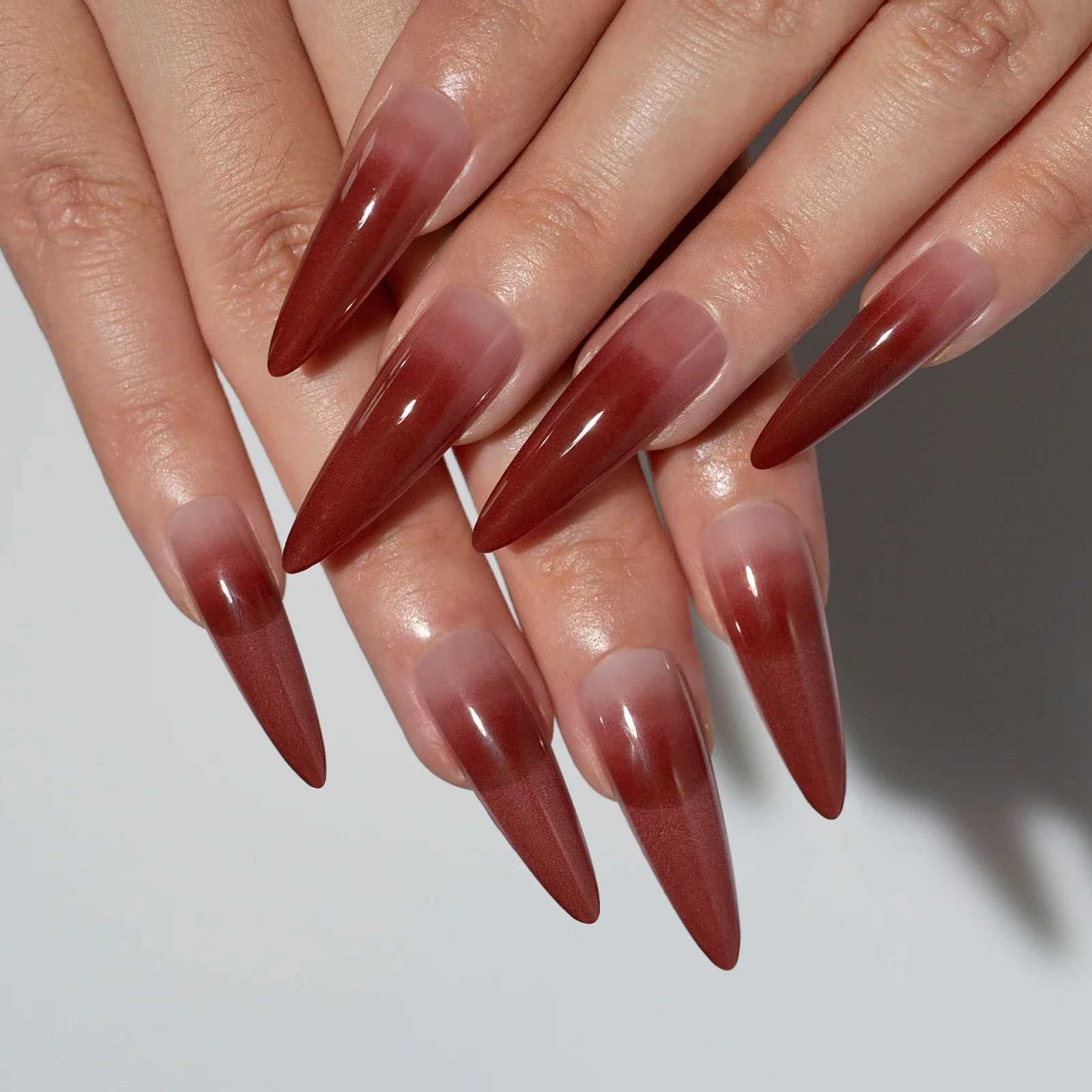 24 detachable long thin high-heeled fake nails almond fake nails fake nails with gradient design complete set of manipulation techniques W240905