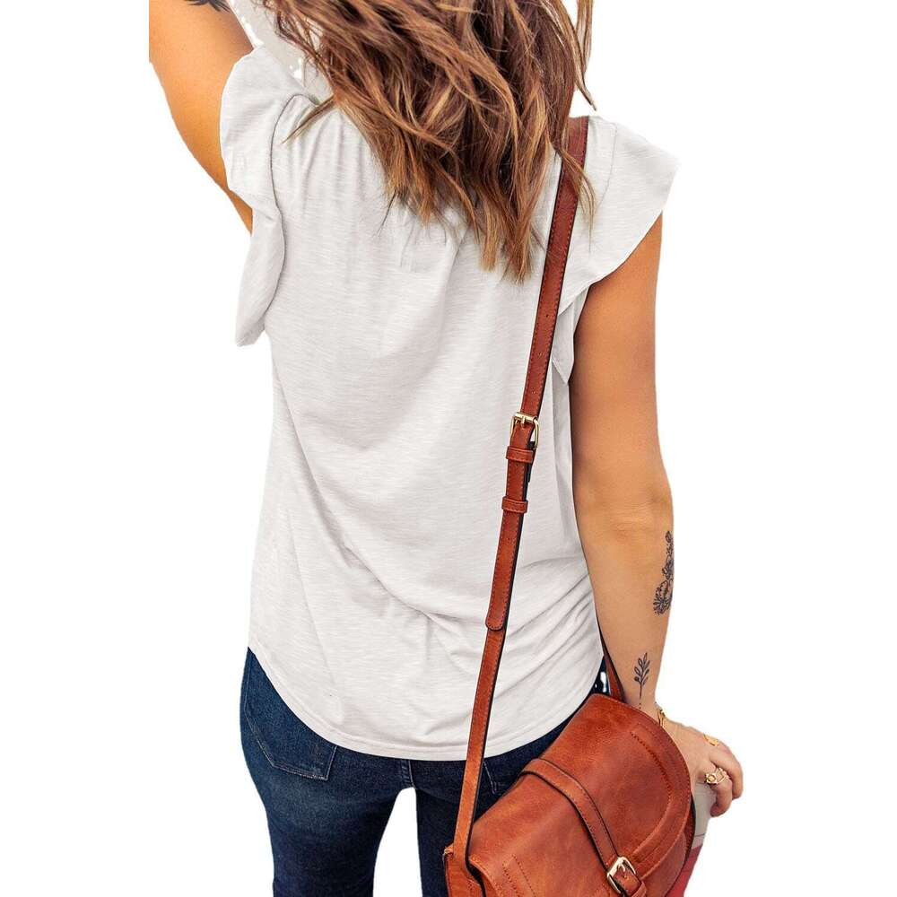 Women's Spring/Summer Fashion Inner Style New Product V-neck Short Sleeve Loose Pullover Top T-shirt