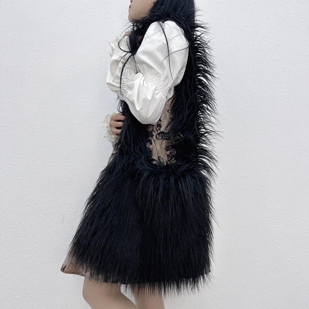 Womens Fluffy Cross Body Bag Soft Plush Sling Large Capacity Artificial Fur Solid Color Fashion Travel 240906