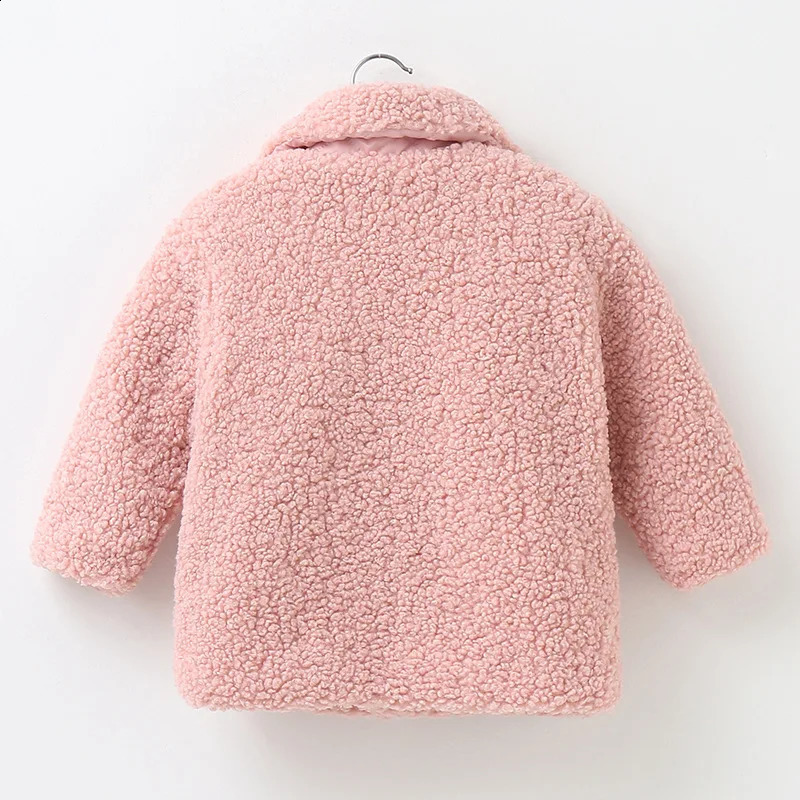Plush girl jacket for spring and autumn to keep warm fashionable little princess Christmas jacket for children 2 3 4 5 6 7 years old 240904