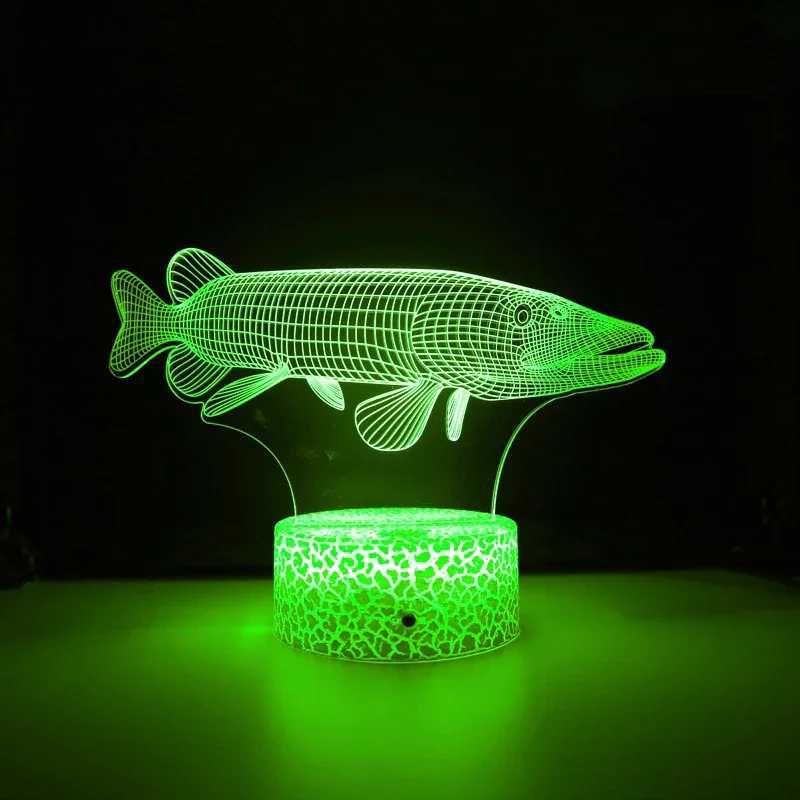 Nighdn Acrylic Fish 3D Lighting Table Light LED 7-Color Change Night Light Gift Childrens Sleep Light Bedroom Decoration W240816