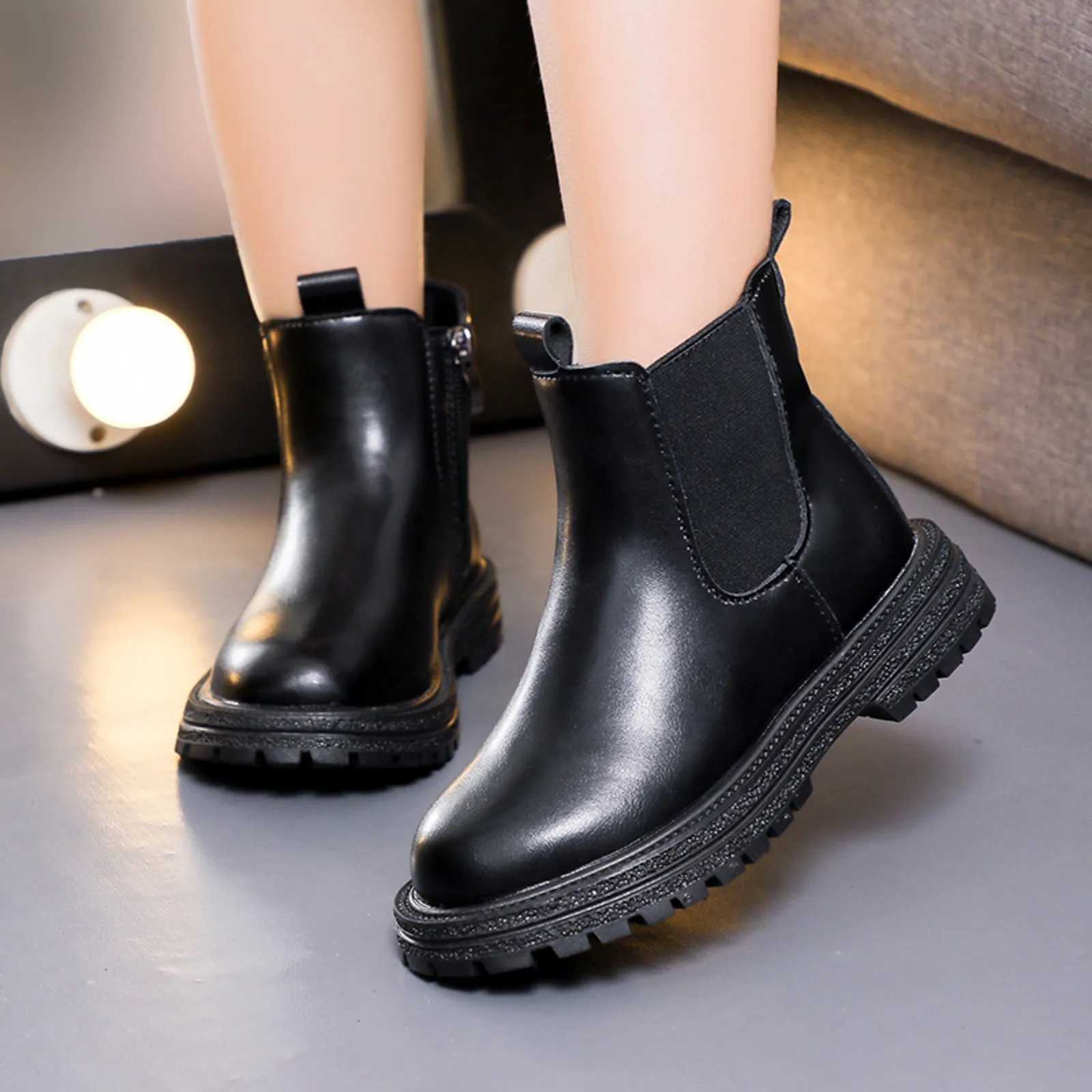 New Autumn Children Leather Boots Boys Shoes Kids Fashion Boots Baby Ankle Snow Boots Sports Sneakers Winter Shoes for Girl Kids M240906
