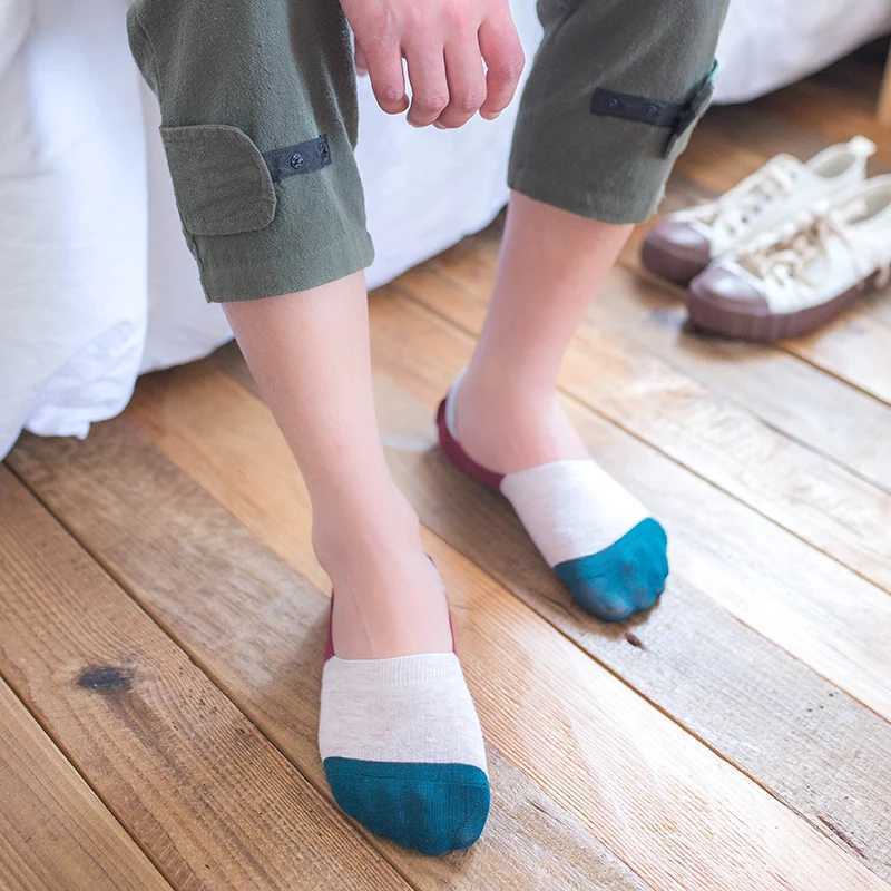 5 pairs of newly arrived mens striped boat socks for spring summer and autumn casual wear non slip silicone cotton breathable invisible socks W240905