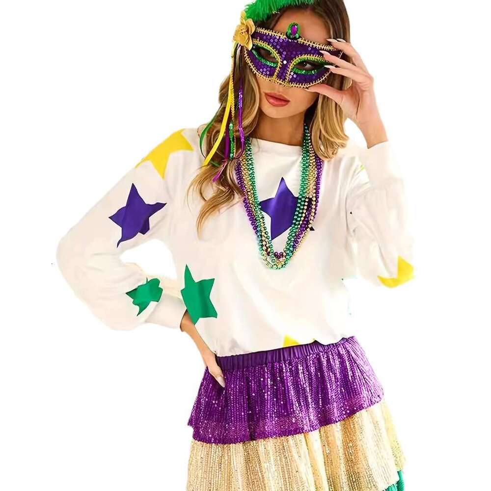 2024 Spring and Autumn New Casual Long Sleeve Top Women, Star Printed Hoodie for Women