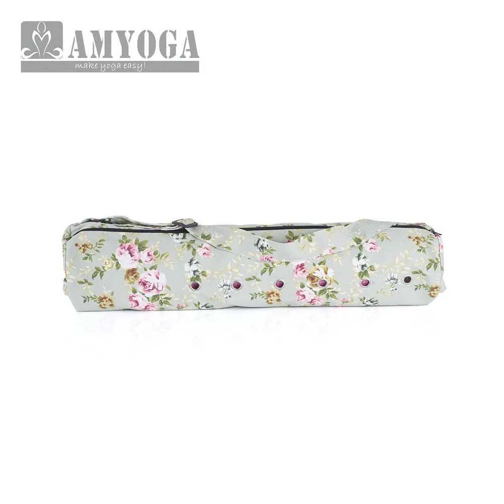 Durable canvas cotton yoga mat handbag easy to load W240906