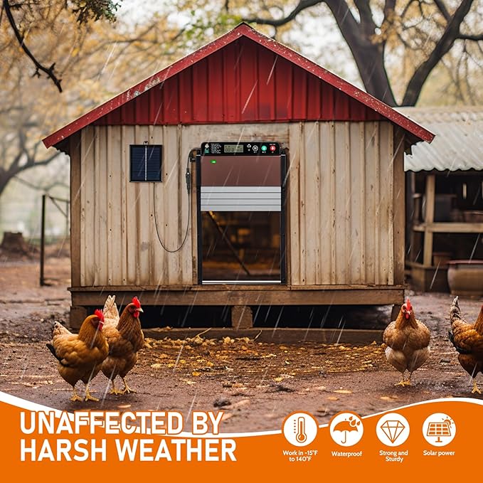 Automatic Chicken Coop Door, Solar Powered Chicken Door Opener Backyard Poultry Supplies Pet Supplies Door Opener with Remote Control
