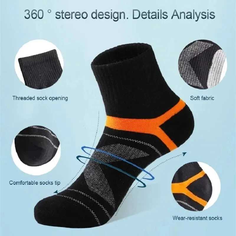 3 pairs of high-quality cotton mens socks for sports running breathability leisure summer soft fitness compression mid tube mens socks W240905