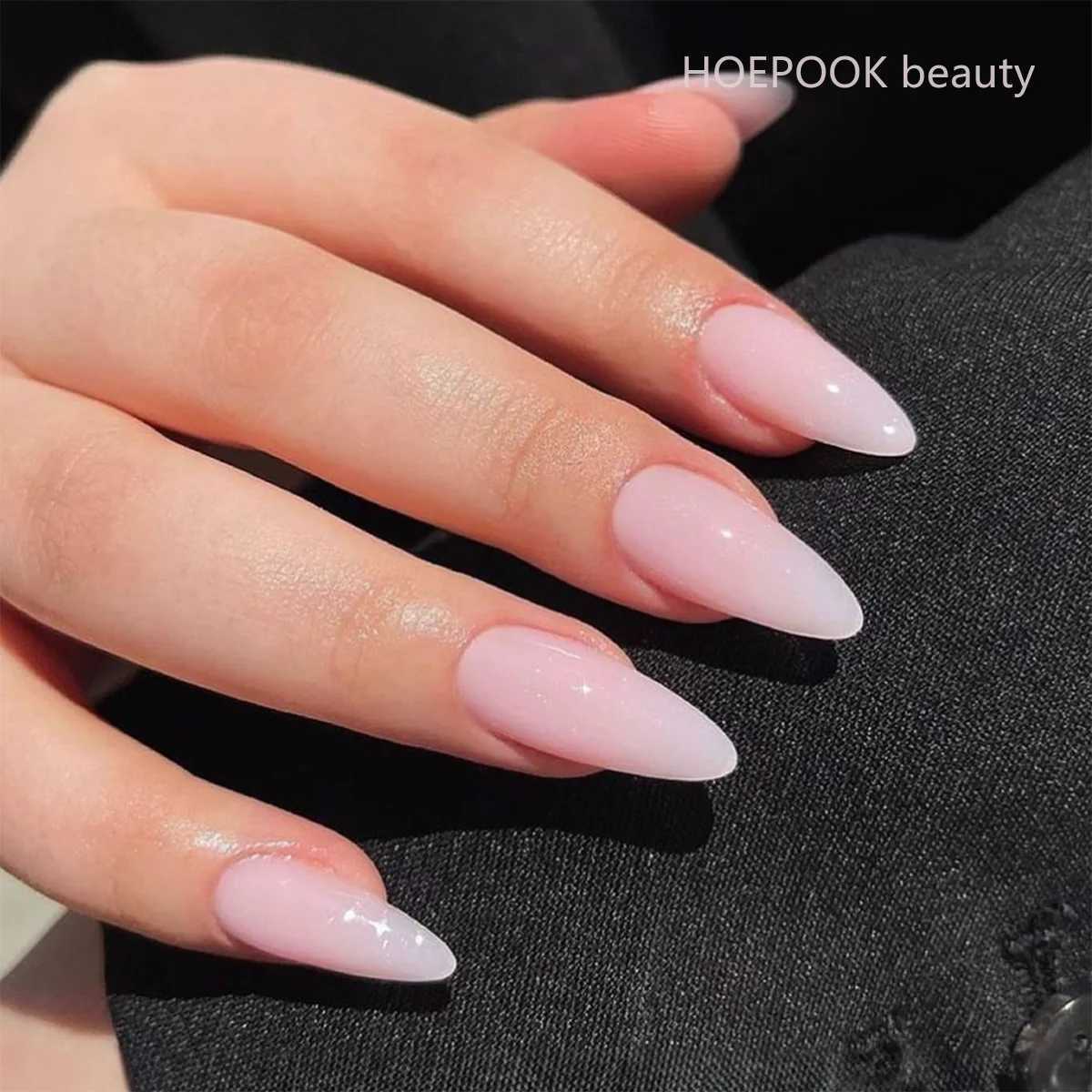 24 pieces of pink gradient almond pressed nail tips simple fashion trend fake nail art detachable natural artificial fake nails W240905