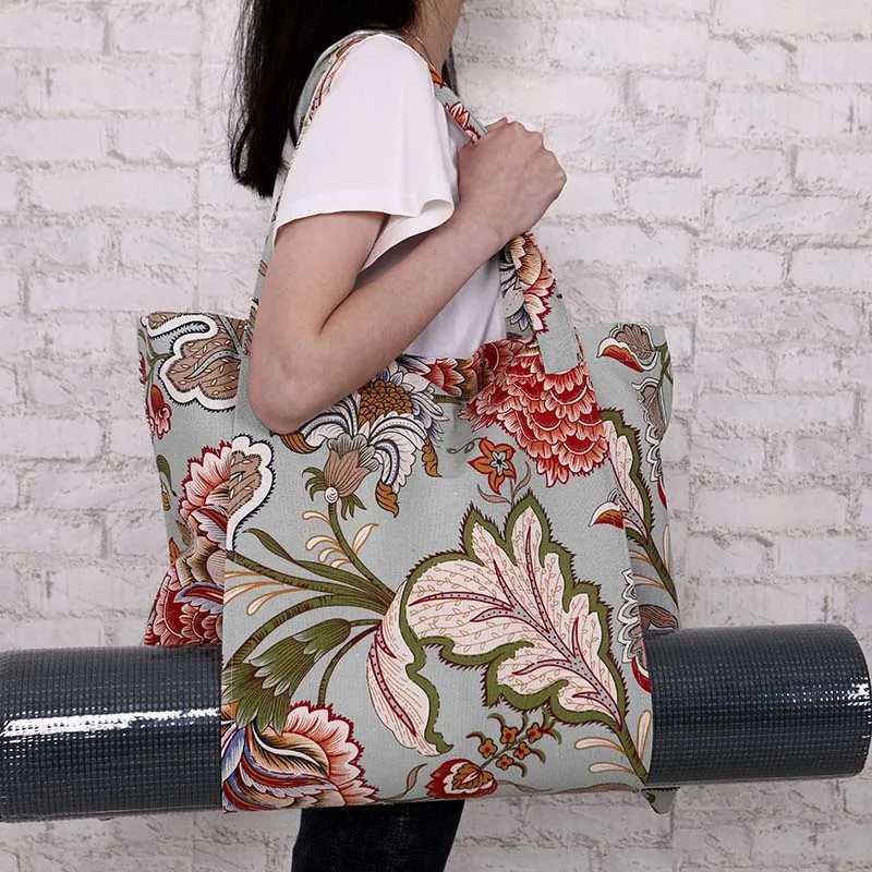 Durable canvas cotton yoga mat bag W240906