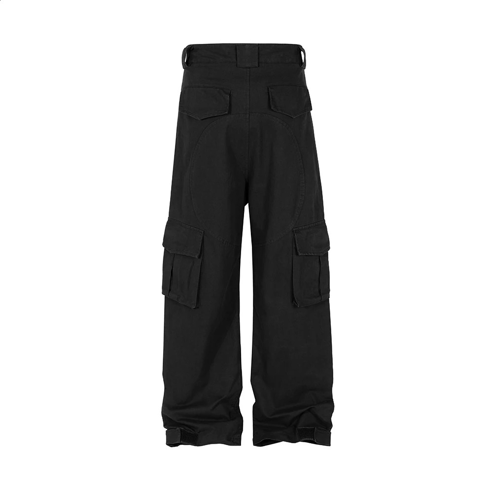High street solid color multi pocket mens and womens cargo pants straight Hombre Overalls luggage retro Trouser 240905