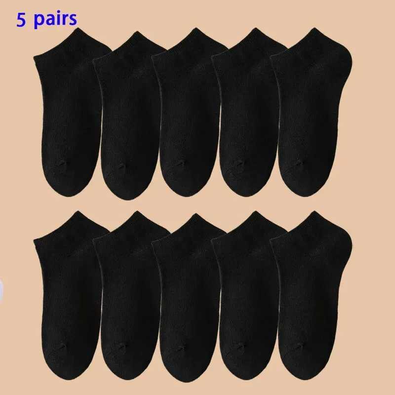5 pairs of mens boat socks black odor resistant summer thin ankle socks casual breathable low waist socks W240905
