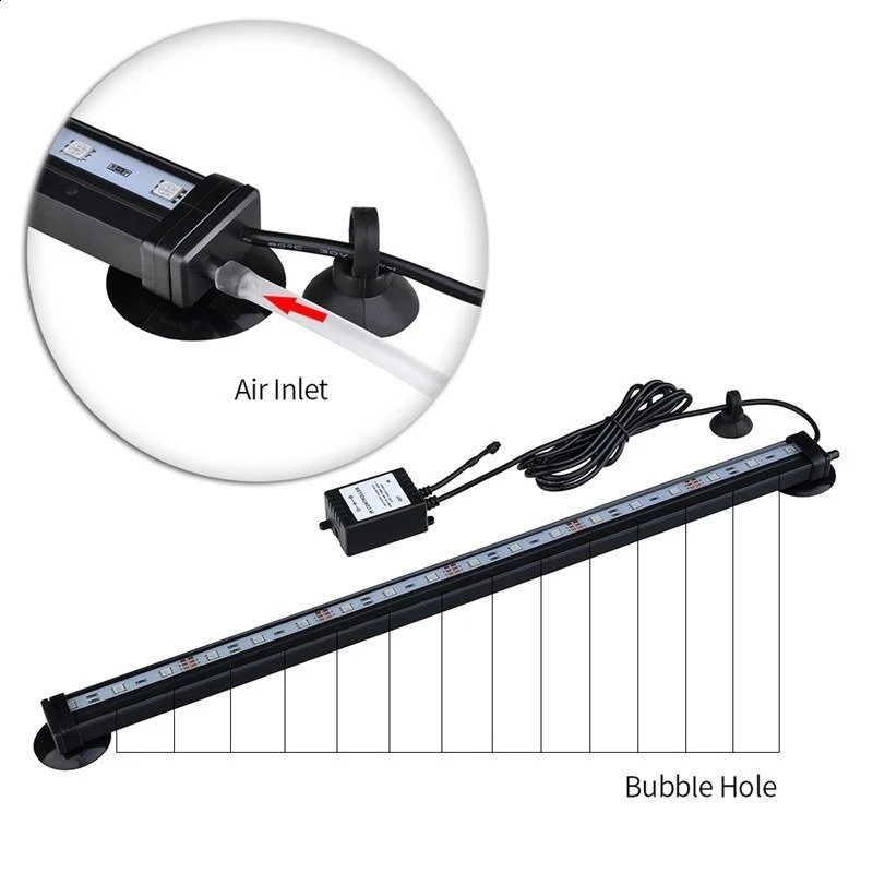 LED Bubble Light Aquarium Underwater Diving Fish Tank Color Change Oxygen Production 240906