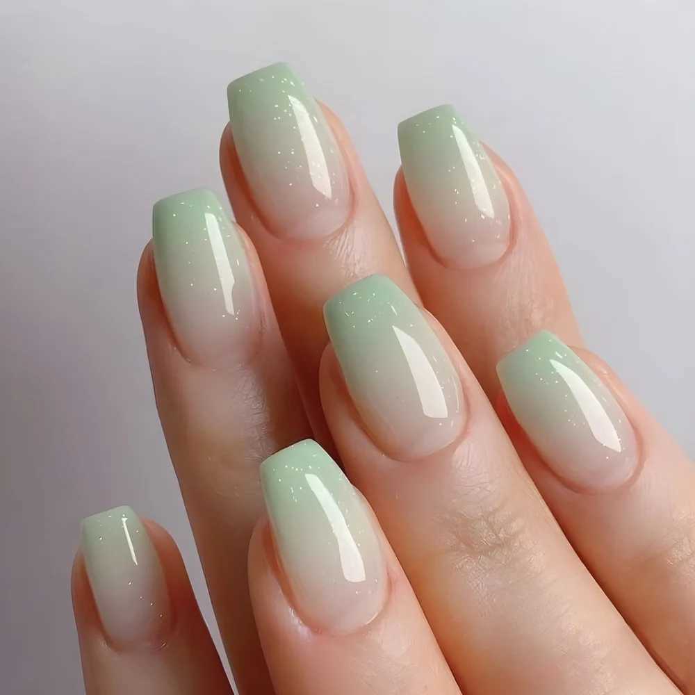 24 pieces of gradient fake nails French ballet dancer nails waterproof fake nails medium paraffin fake nails nail tip pressing W240905