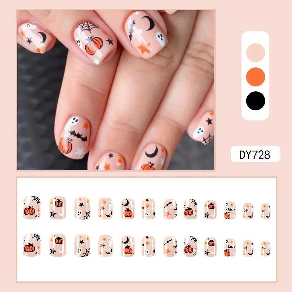 French fake nails handmade Halloween cartoon fake Neil funny pumpkin detachable press machine W240905