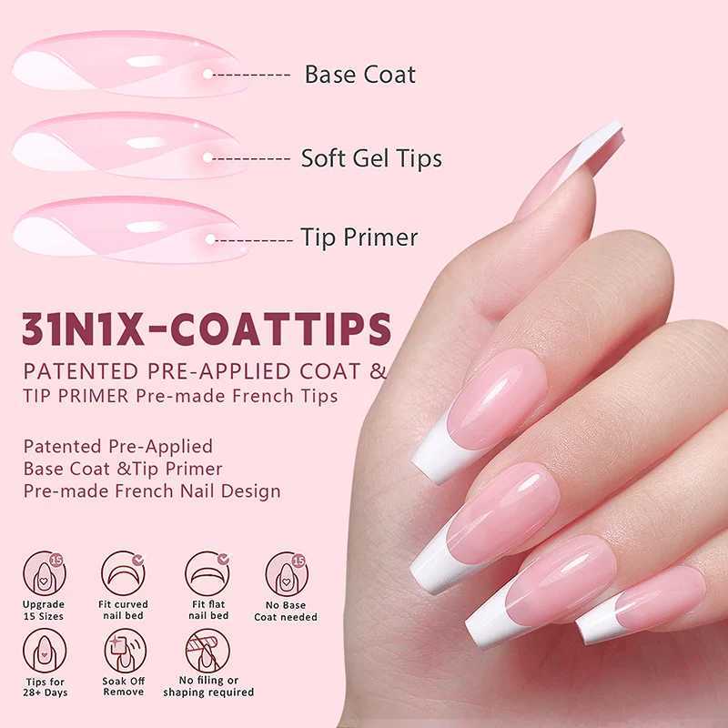 150pcs/set of charming French ballet wearable fake nail tips press nails seamlessly detachable and reusable full set of nail tips W240905