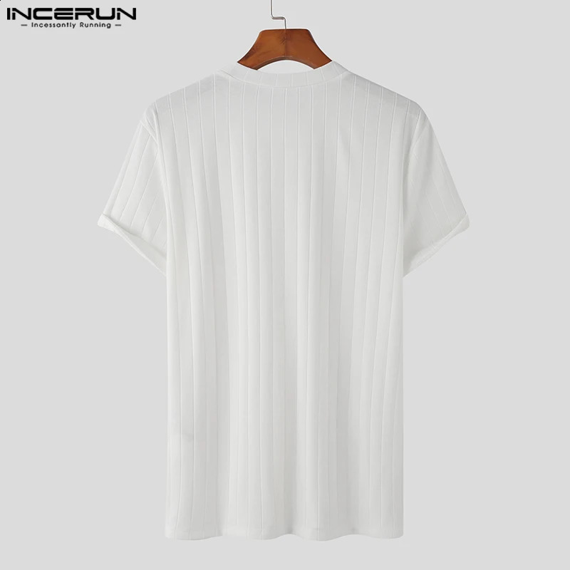 INCERUN Men T Shirt Solid Color O-neck Short Sleeve Summer Casual Male Tee Tops Fitness Streetwear Fashion Camisetas S-5XL 240906
