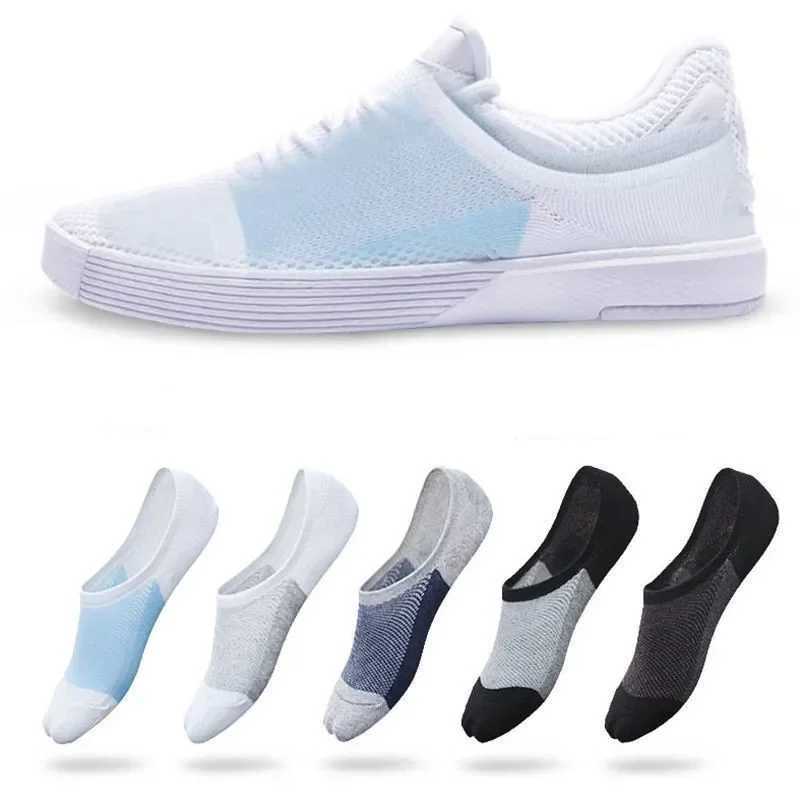 5 pairs/pack 2021 mens mesh breathable short socks mens sweat absorbing silicone cotton socks mens invisible socks W240905