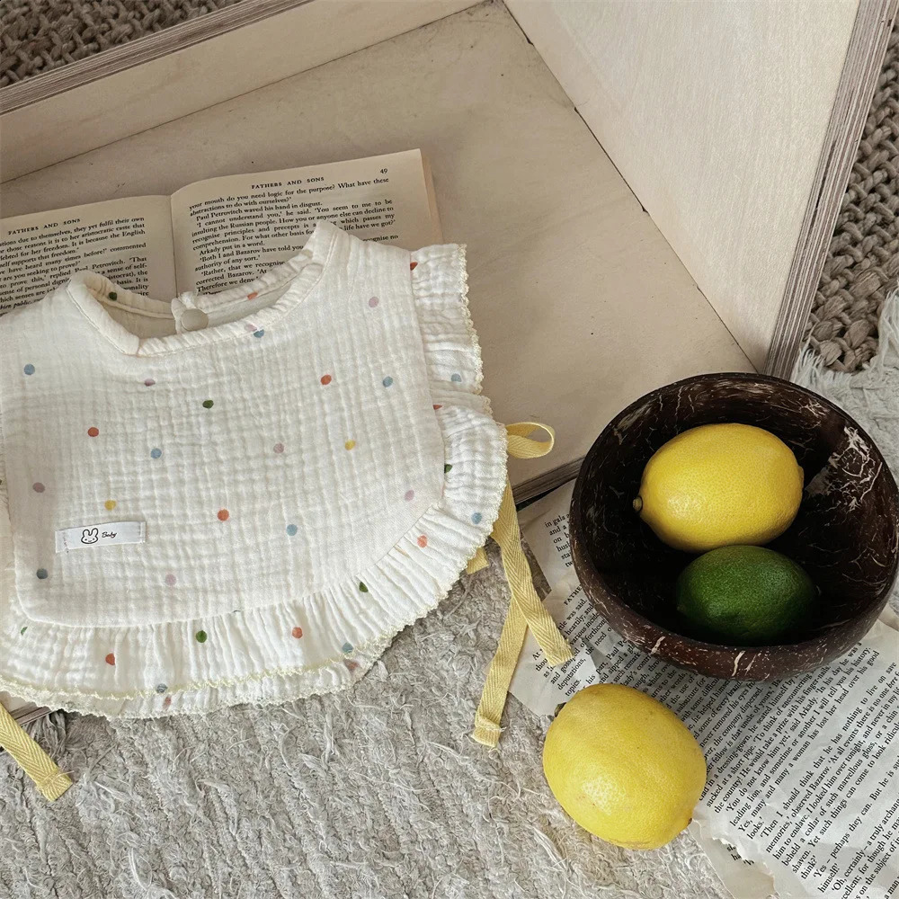 cute floral lace princess baby feeding bib born cotton linen Drool bib Bandana baby girl Burp clothes Saliva towel 24906