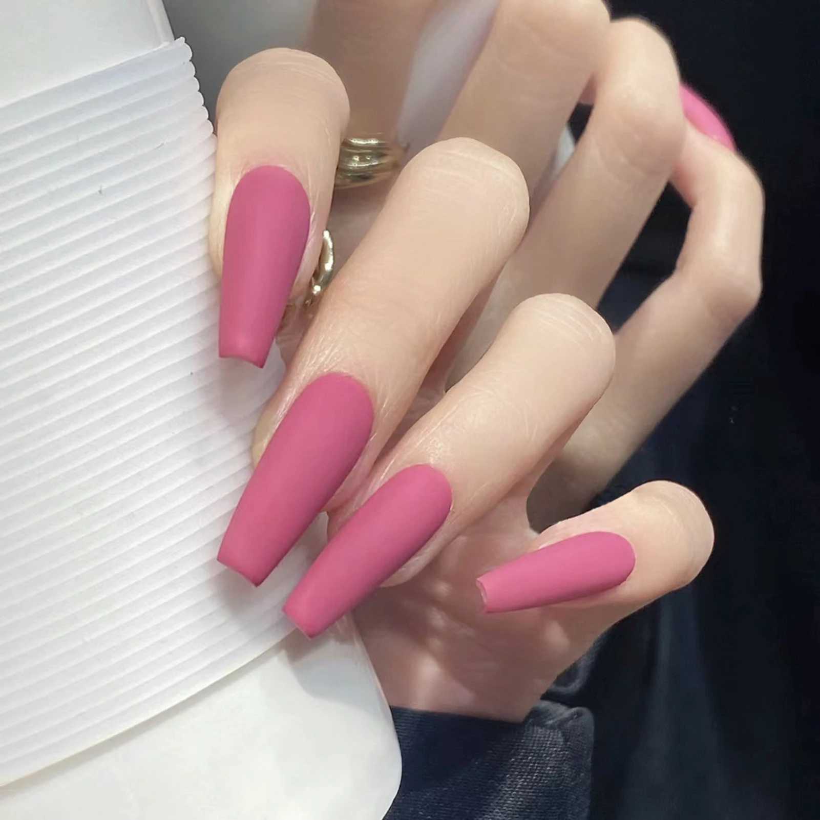 Almond black matte fake nails can be worn and pressed solid color fake nails suitable for DIY handmade daily party use by women and girls W240905