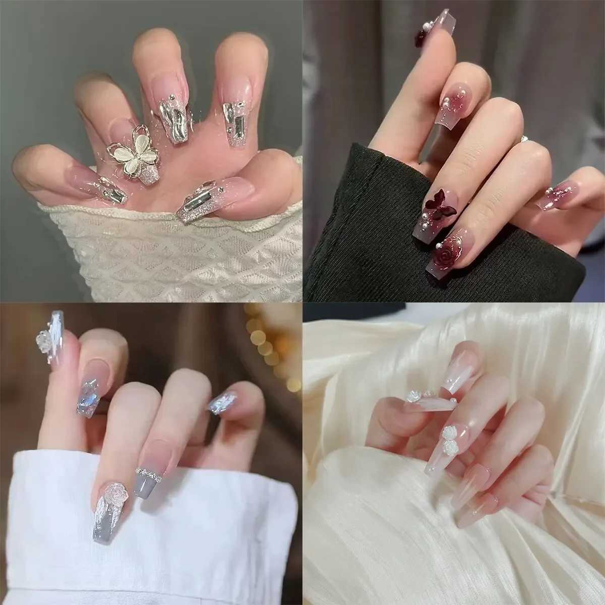 2024 New White Nail Patch Red Camellia Mid holiday Nail Patch W240905