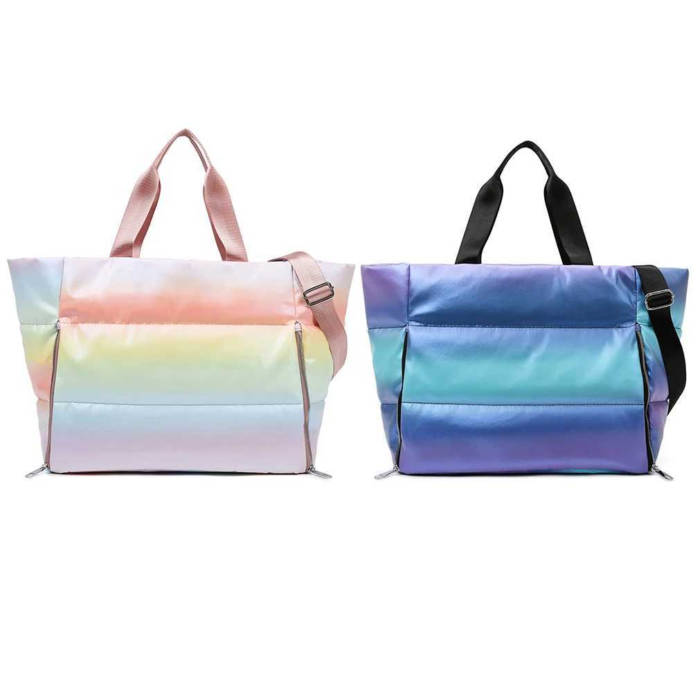 Sports and fitness bag with yoga mat stand shiny fitness bag lightweight dry wet separation zipper and handle basic gym accessories W240906