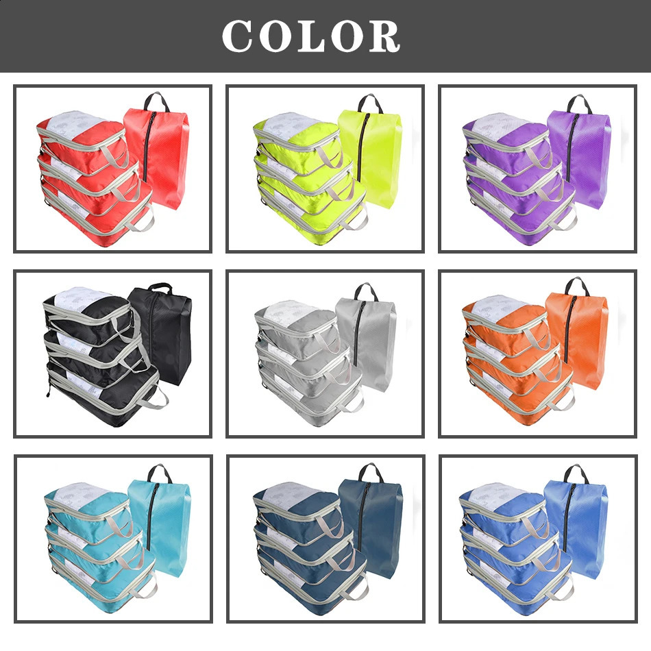 Travel compression packaging cube portable luggage manager storage bag shoe with mesh lightweight folding handbag 240906
