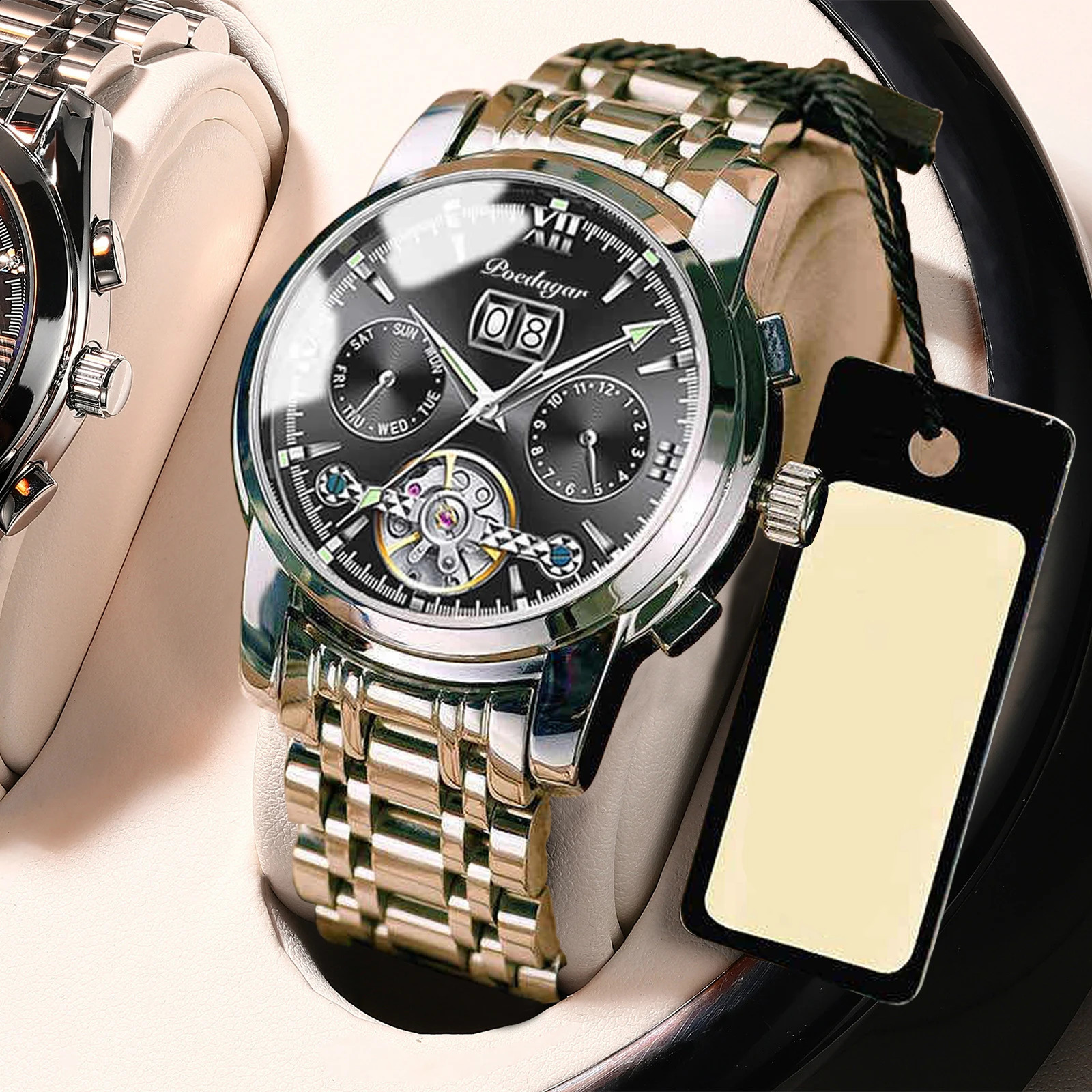 POEDAGAR Business Watch Men Automatic Mechanical Luxury Fashion Stainless Steel Sport Watches Relogio Masculino 240716