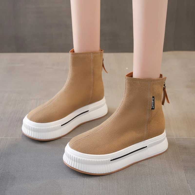 High appearance thick sole internal lifting integrated weight loss matte comfortable and breathable short boots CL240906