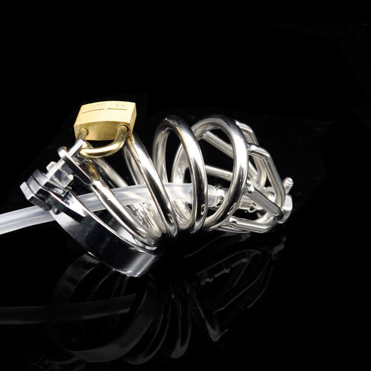 Prison Bird Authentic Men's Stainless Steel Virginity Device Metal Belt Silicone Urethral Tube Adult Products A309