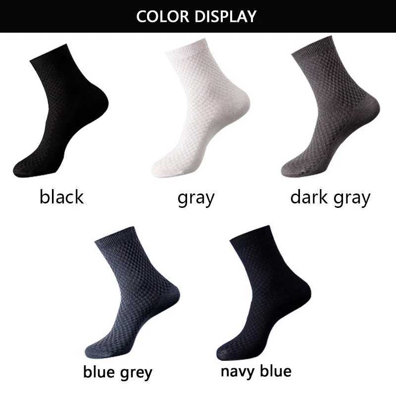 High quality 10 pairs/batch mens bamboo fiber socks mens breathable compressed long socks business casual mens large-sized 38-45 W240905