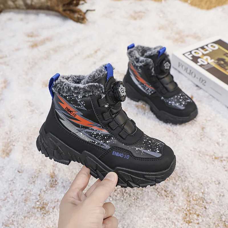 New Children Snow Boots Trendy All-match Kid Winter Thick Bottom Cotton Shoe Mid Top Warm Girl Boy Anti-slip Wear-resistant Boot M240906