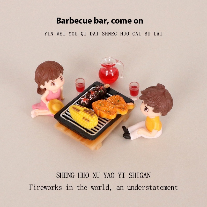 Creative BBQ Bar, Low Table Couple's Small Ornament, Summer Cold Drinks, Juice Drinking, Healing, Micro Landscape Scene Model