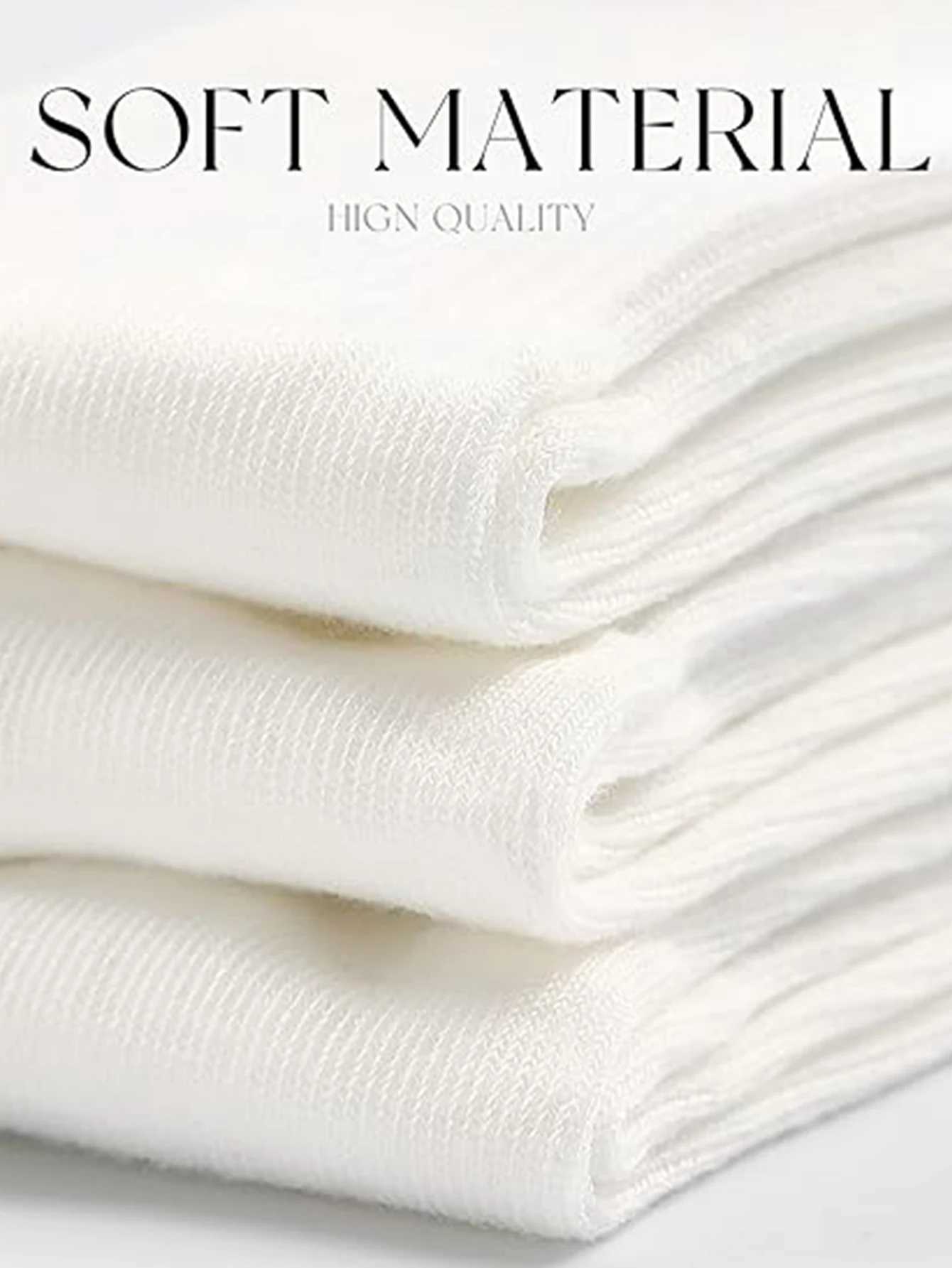 8 pairs of mens white solid color socks Korean style mid tube fashionable unisex summer sports long socks autumn couple socks W240905