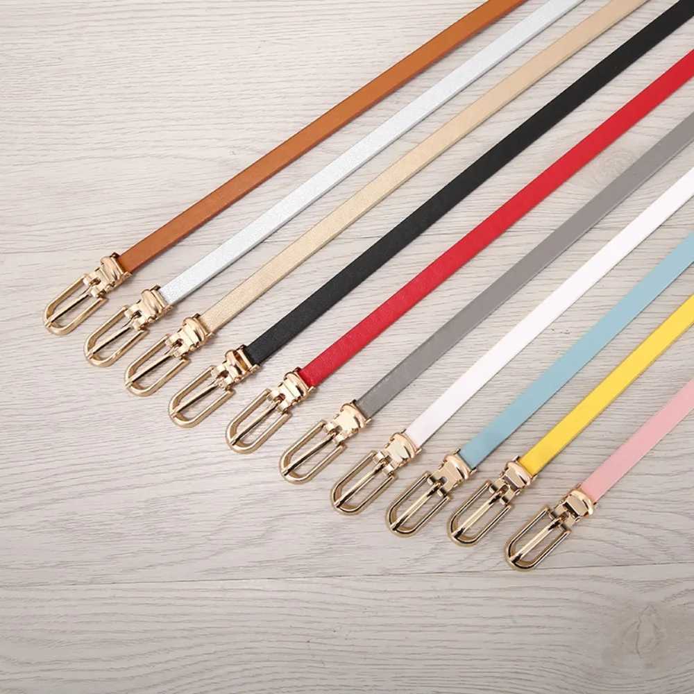 Gift Candy Color PU Leather Belt Adjustable Alloy Buckle Thin Belt Jeans W240905